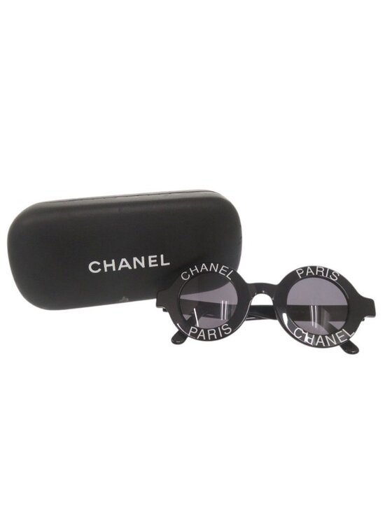Chanel Vintage CC Logo Round Acetate Black Sunglasses Eyewear main image 7